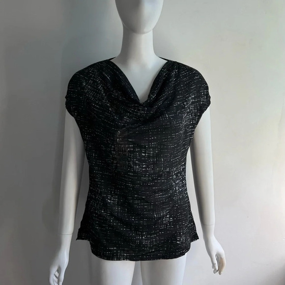 womens kenneth cole black swoop blouse size Small NWT - Picture 2 of 8